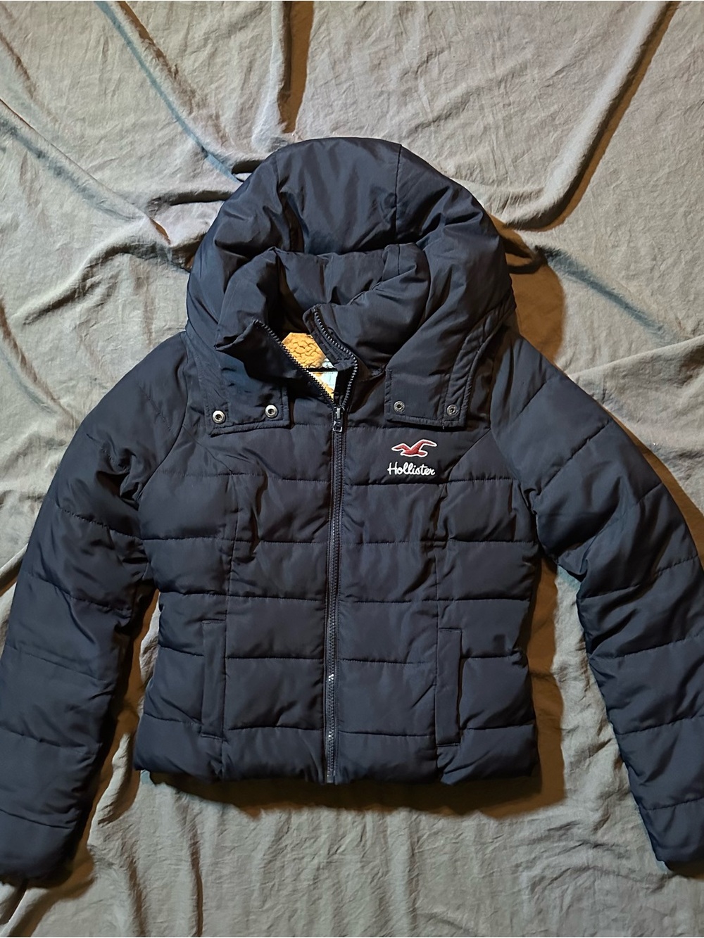 Hollister Black Quilted Kids Puffer Jacket with Hood